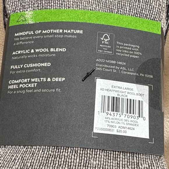 Alpine Design Men's Black and Gray Wool Boot Socks - Picture 5 of 5